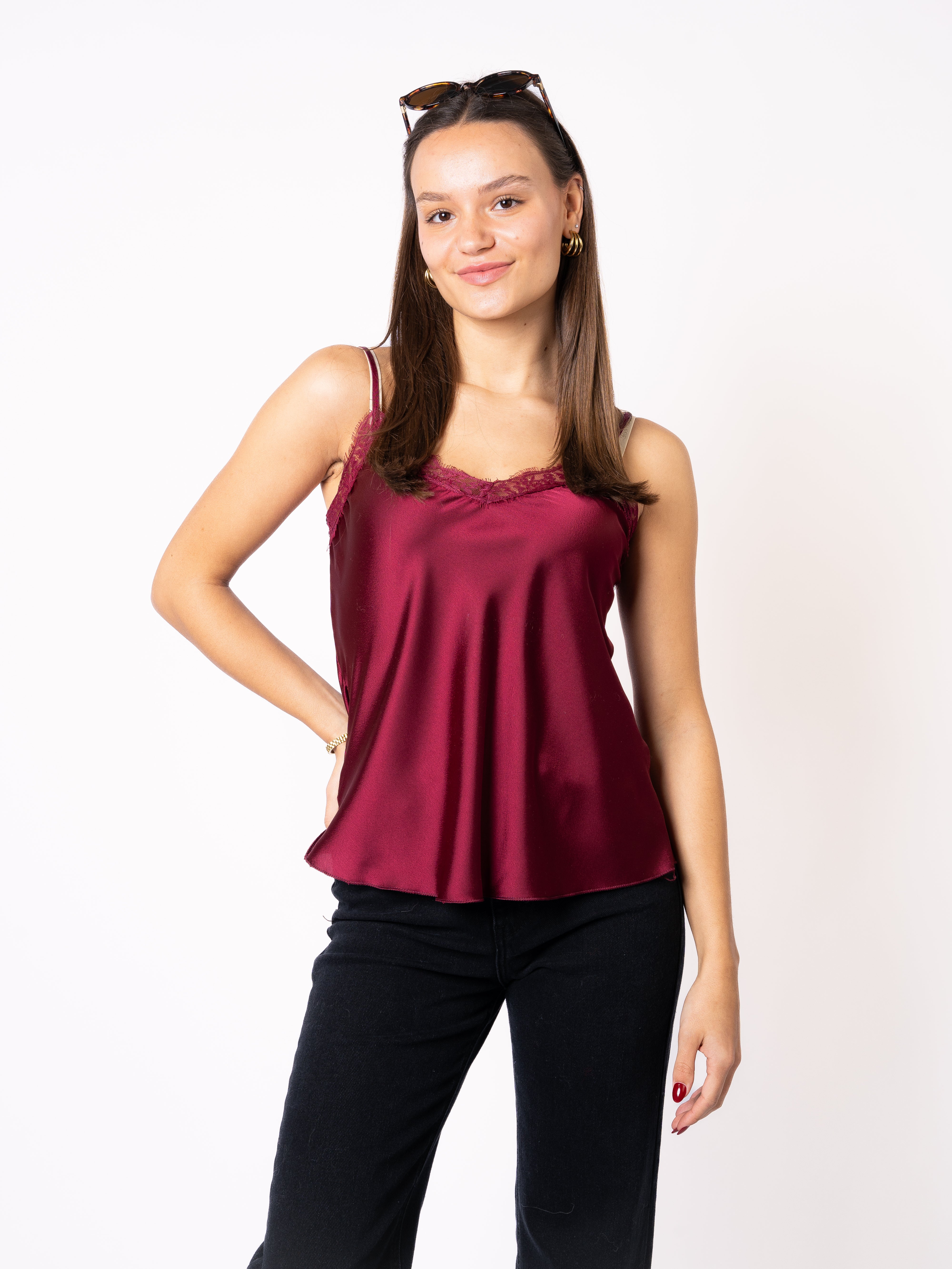 Satin Dreams Top Theresa - Bordeaux