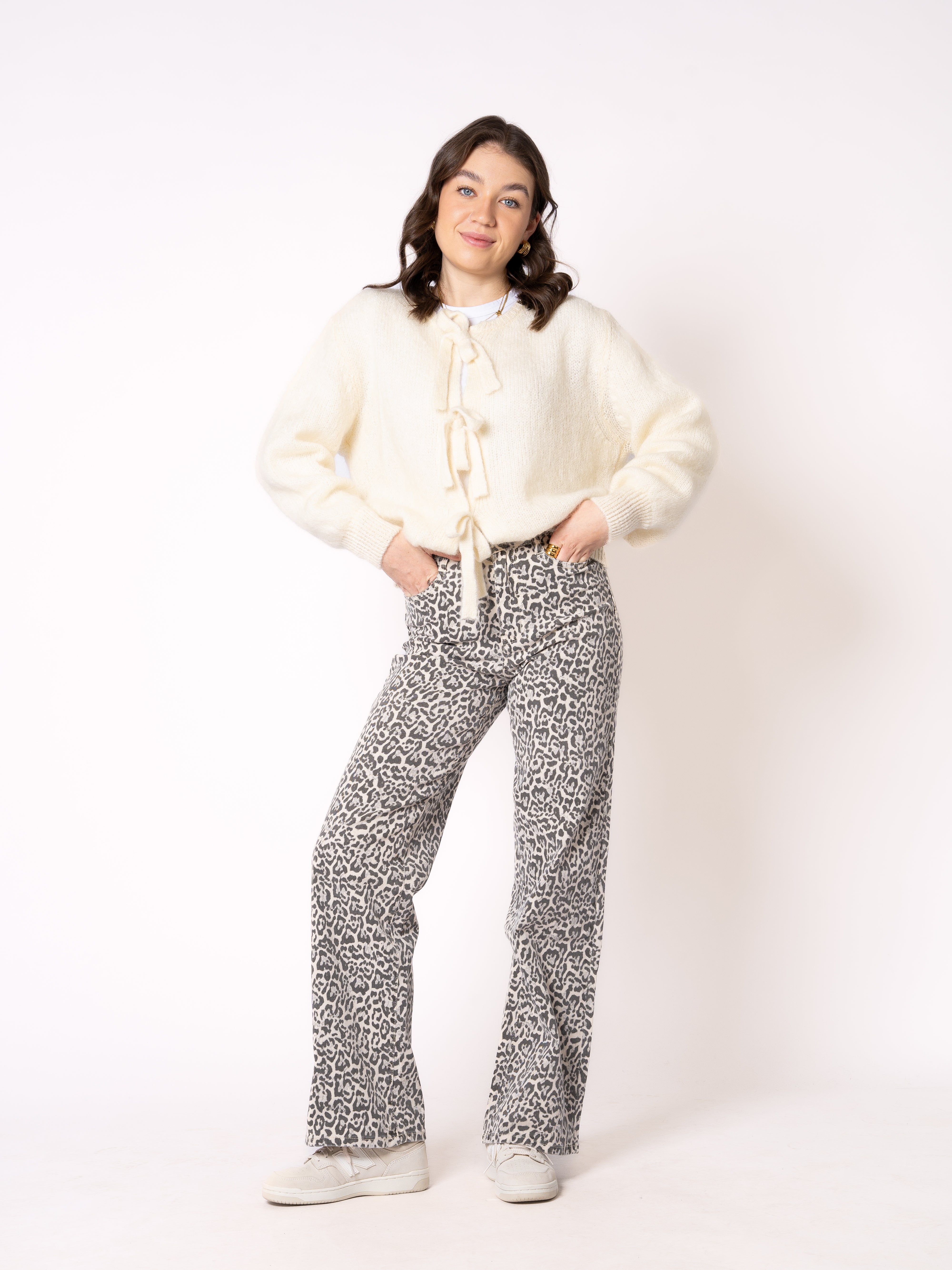 Strickcardigan Triple Bow Lillian - Weiß