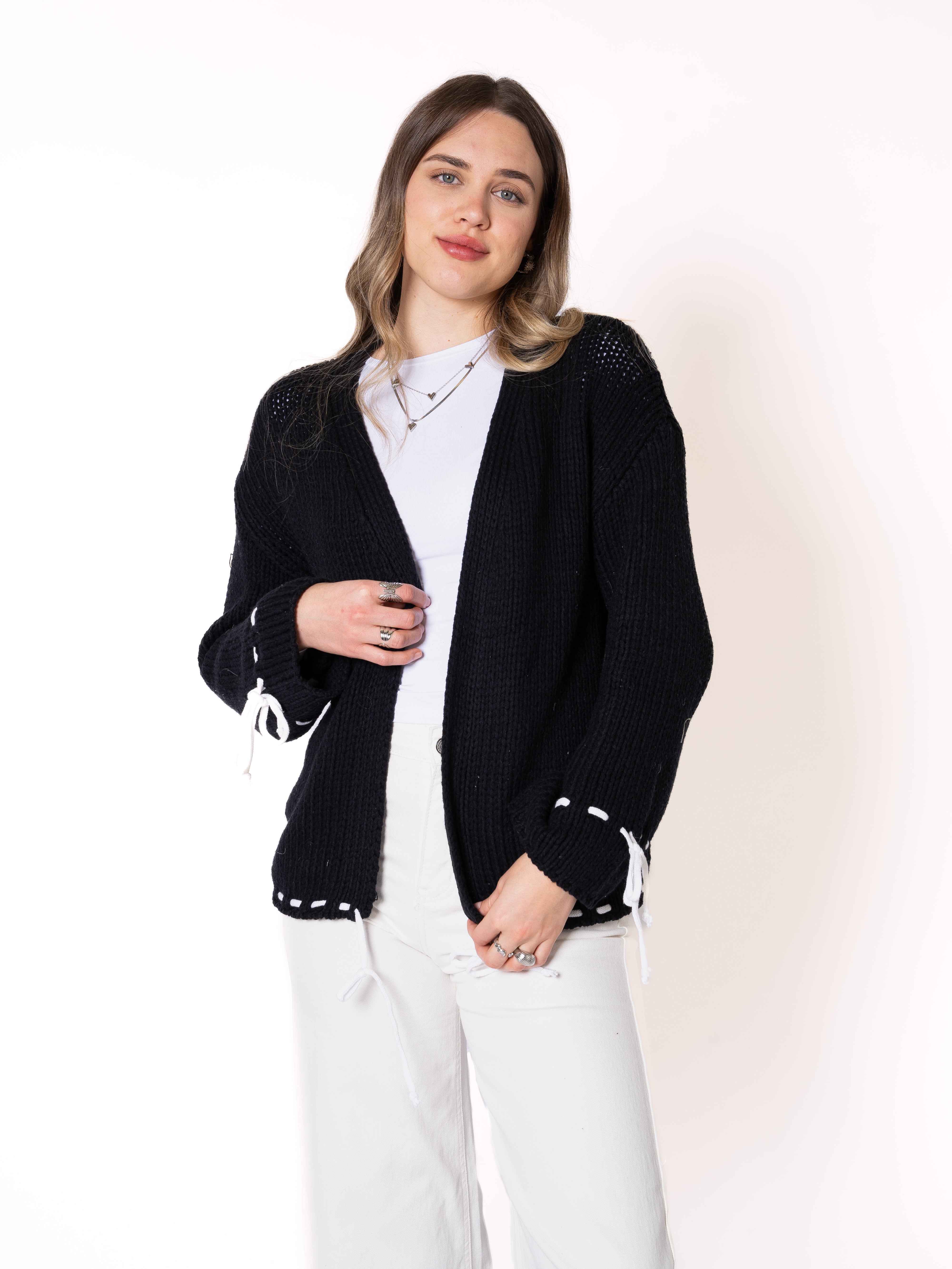 Just A Girl Knit Cardigan - Schwarz