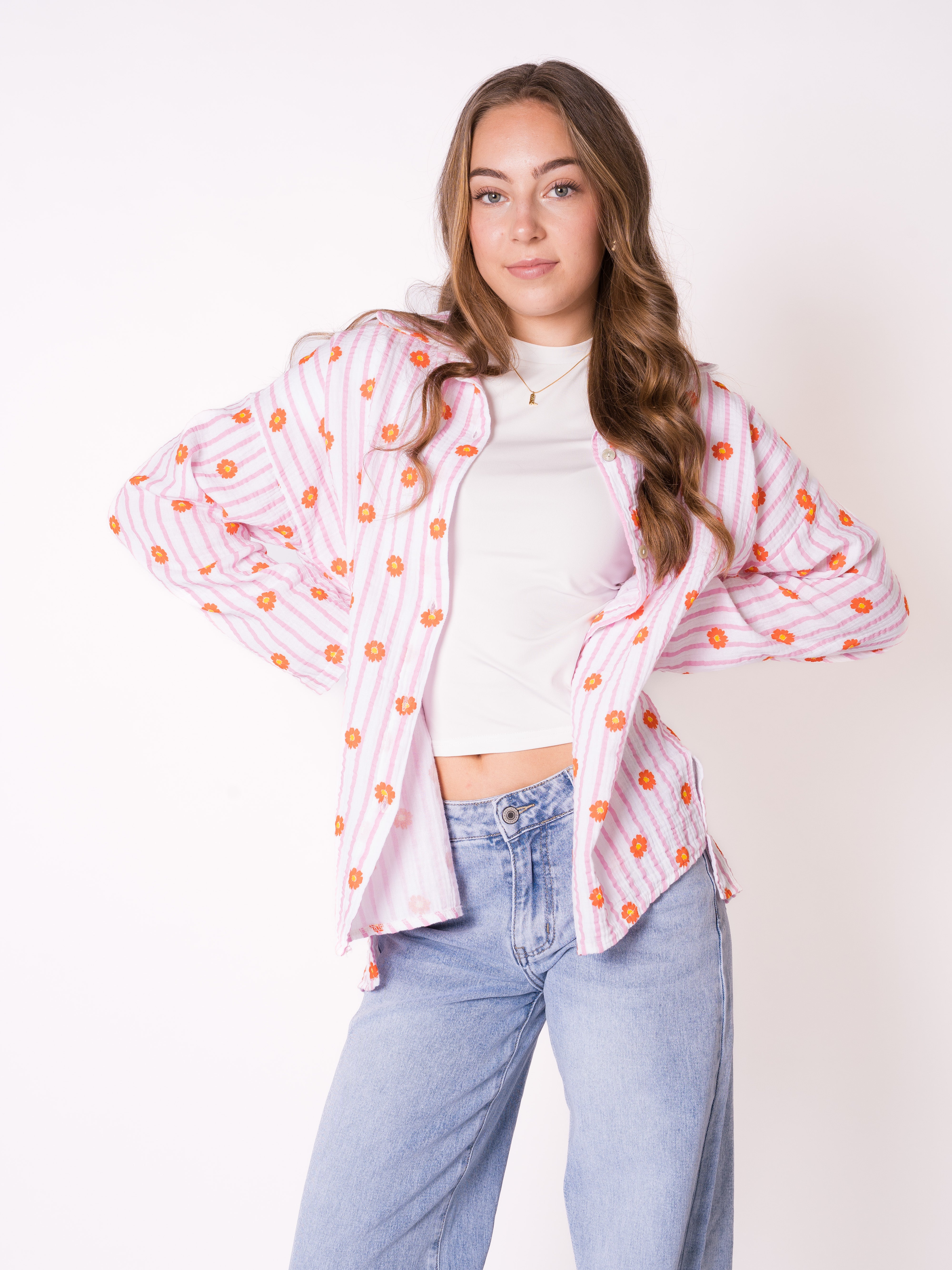 Musselinbluse Lulu Flower - Rosa