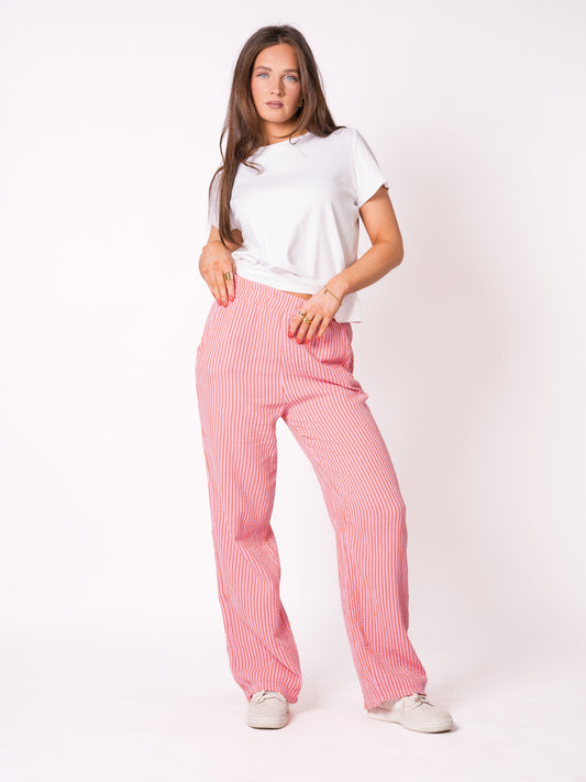 Musselinhose Stripes - Rosa mit Orange