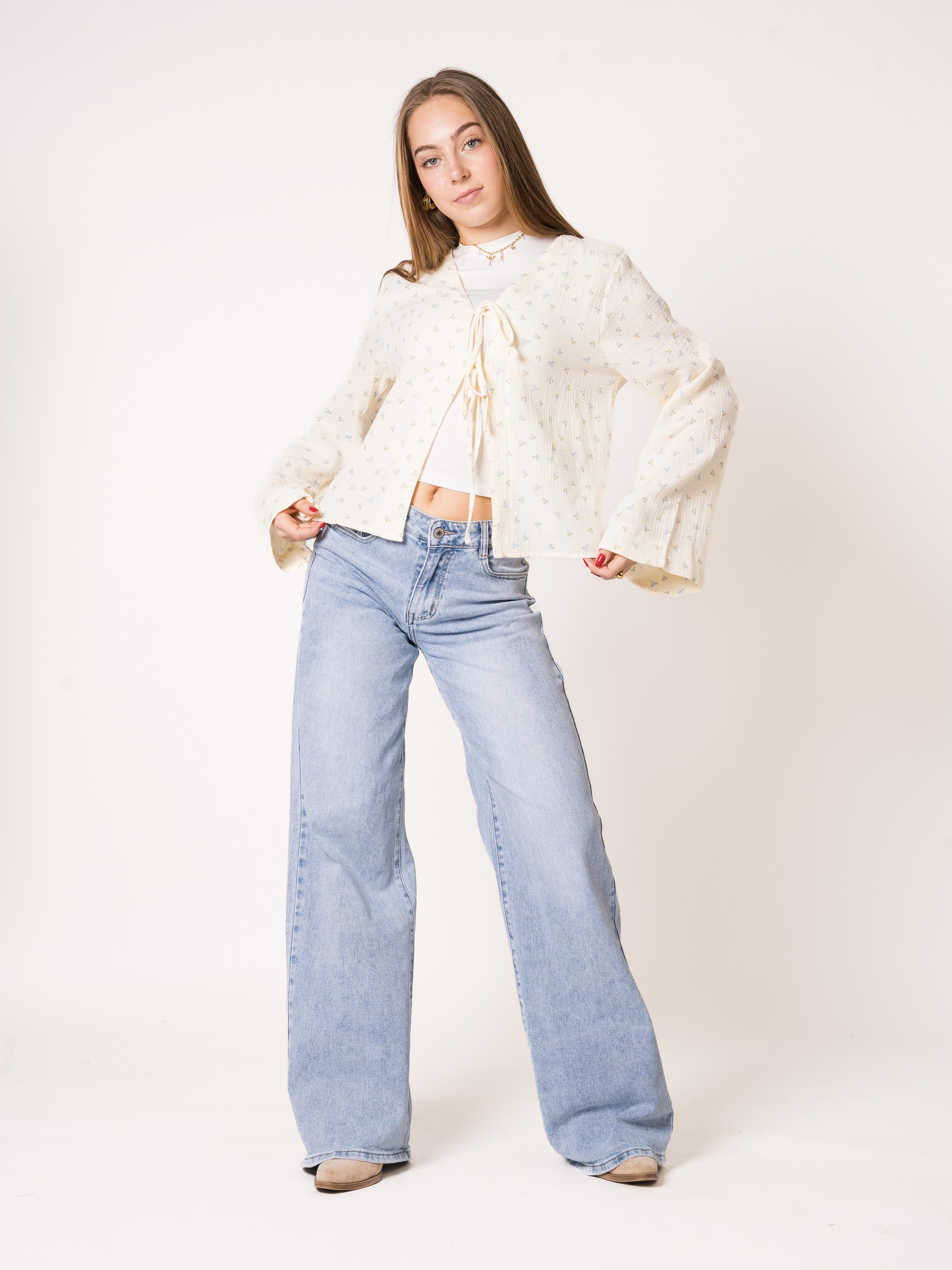 Baumwoll Musselincardigan Bow