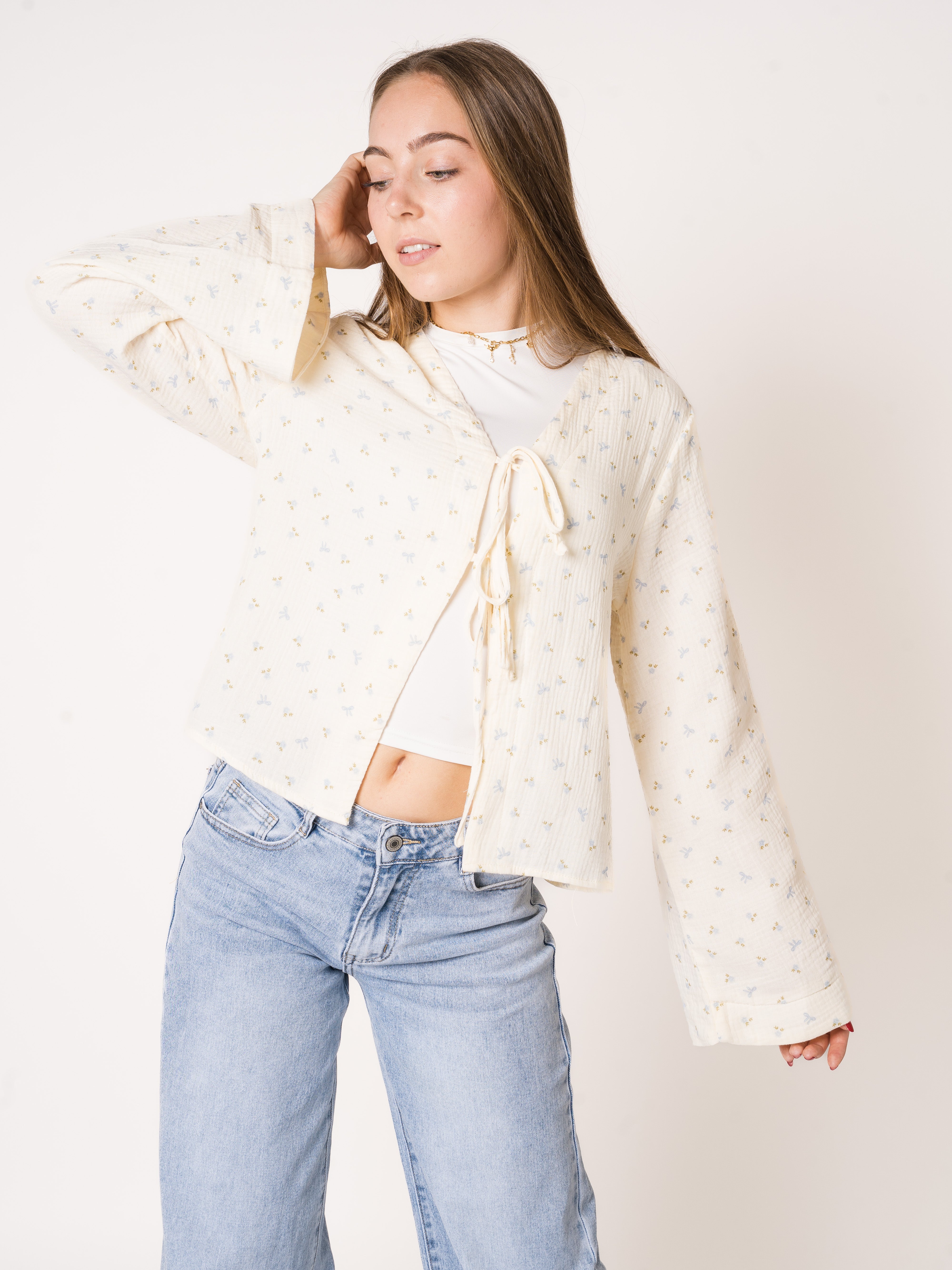Baumwoll Musselincardigan Bow