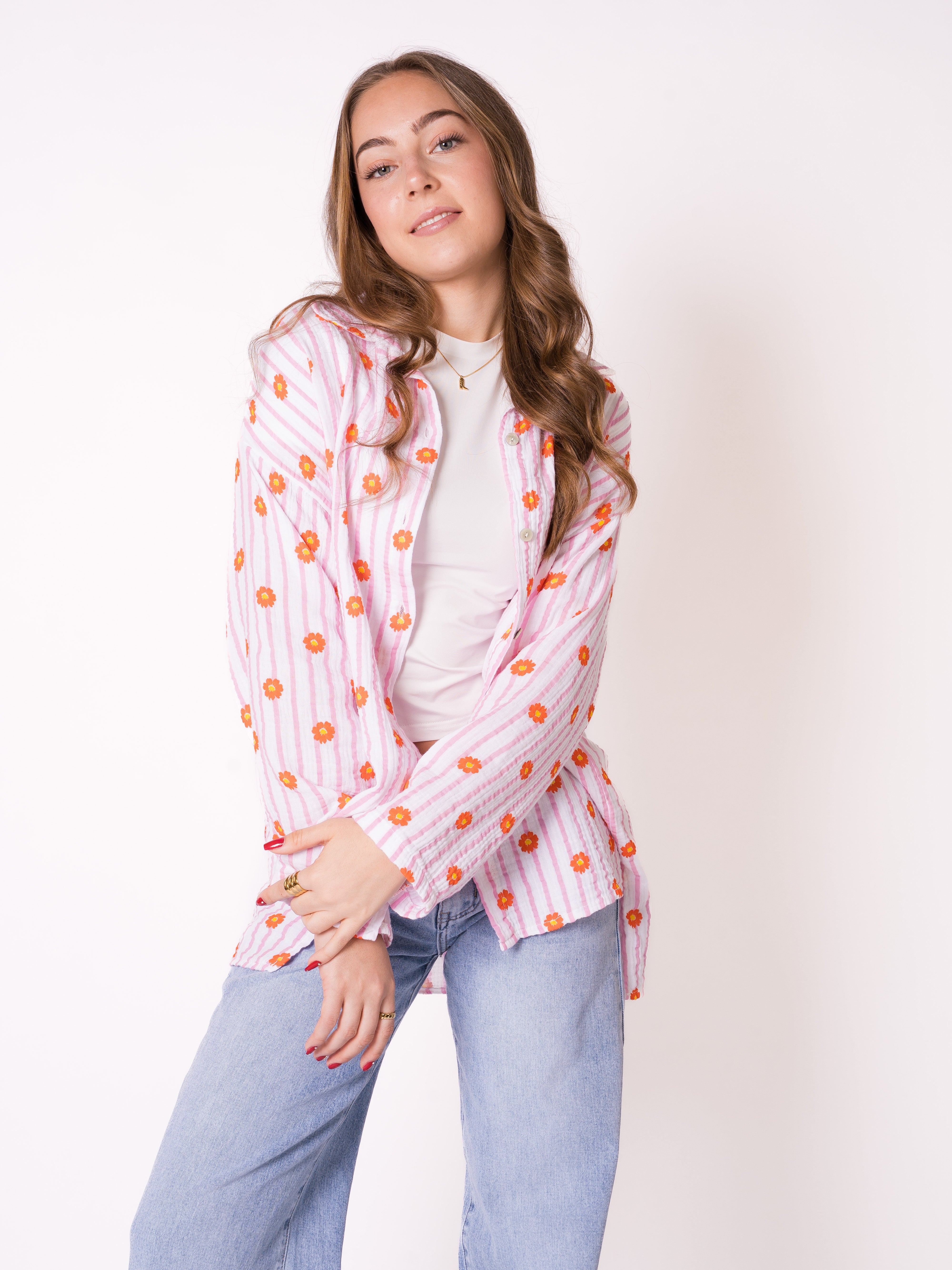 Musselinbluse Lulu Flower - Rosa