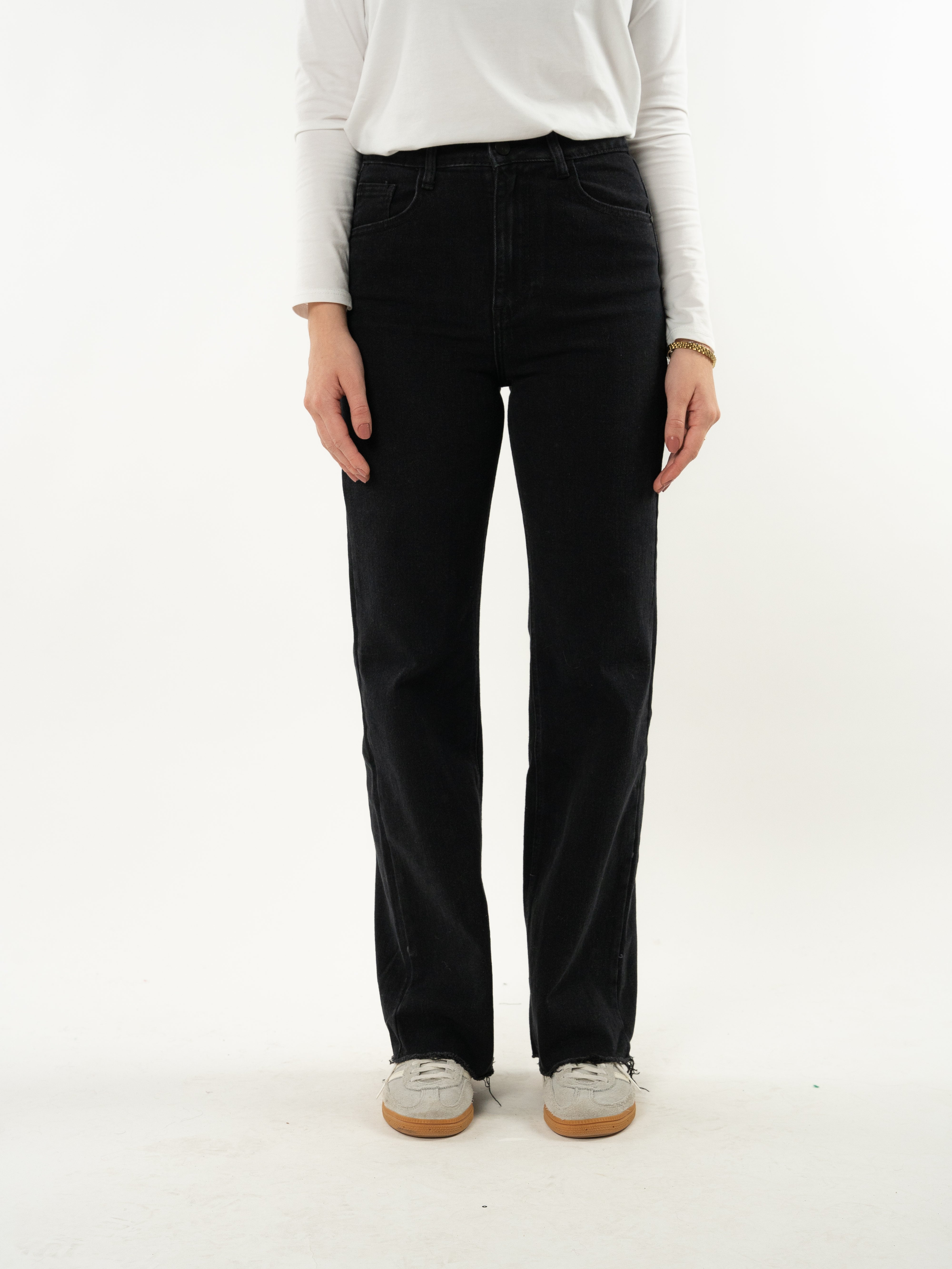 Wide Leg Jeans - Schwarz