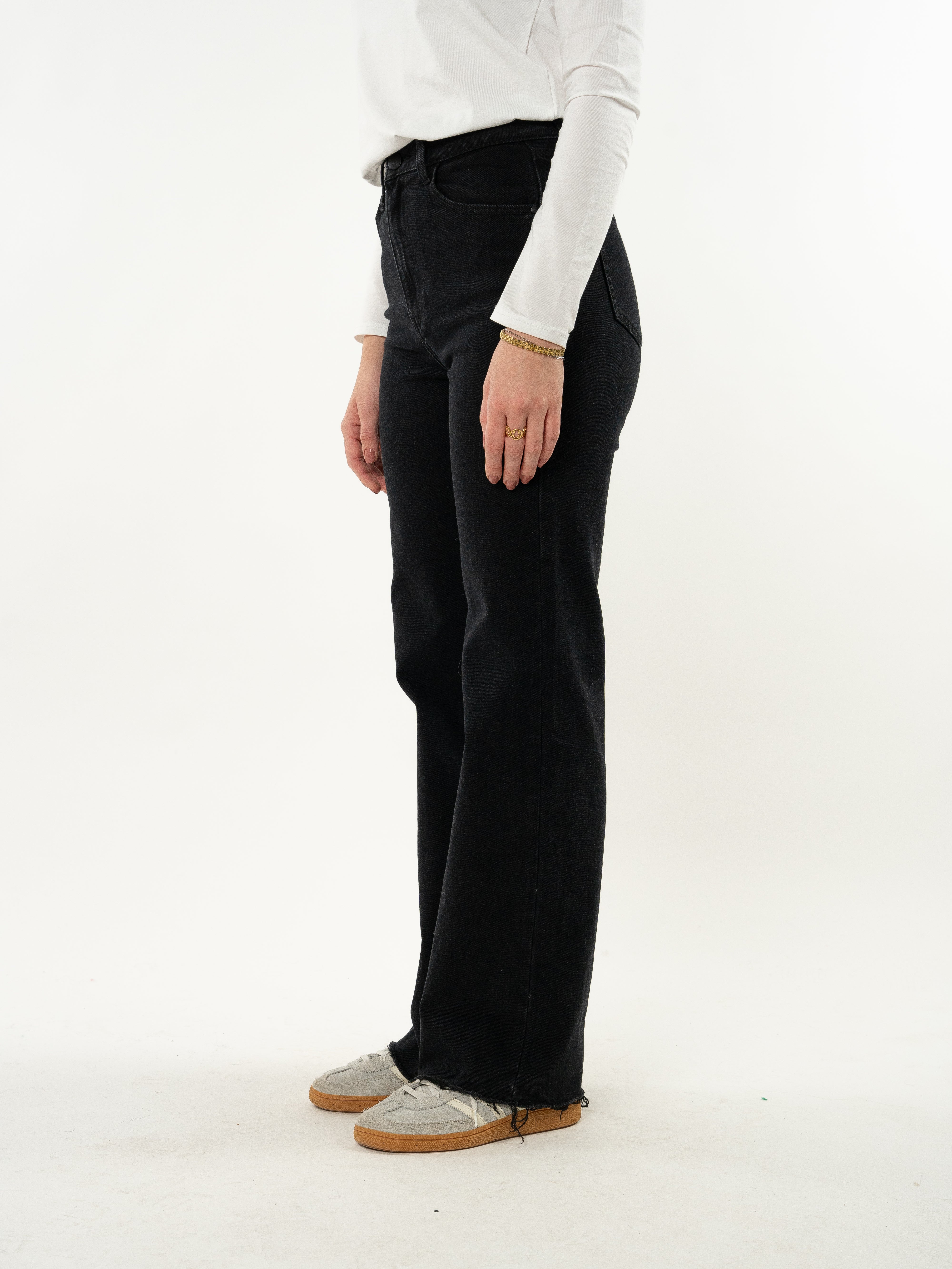 Wide Leg Jeans - Schwarz