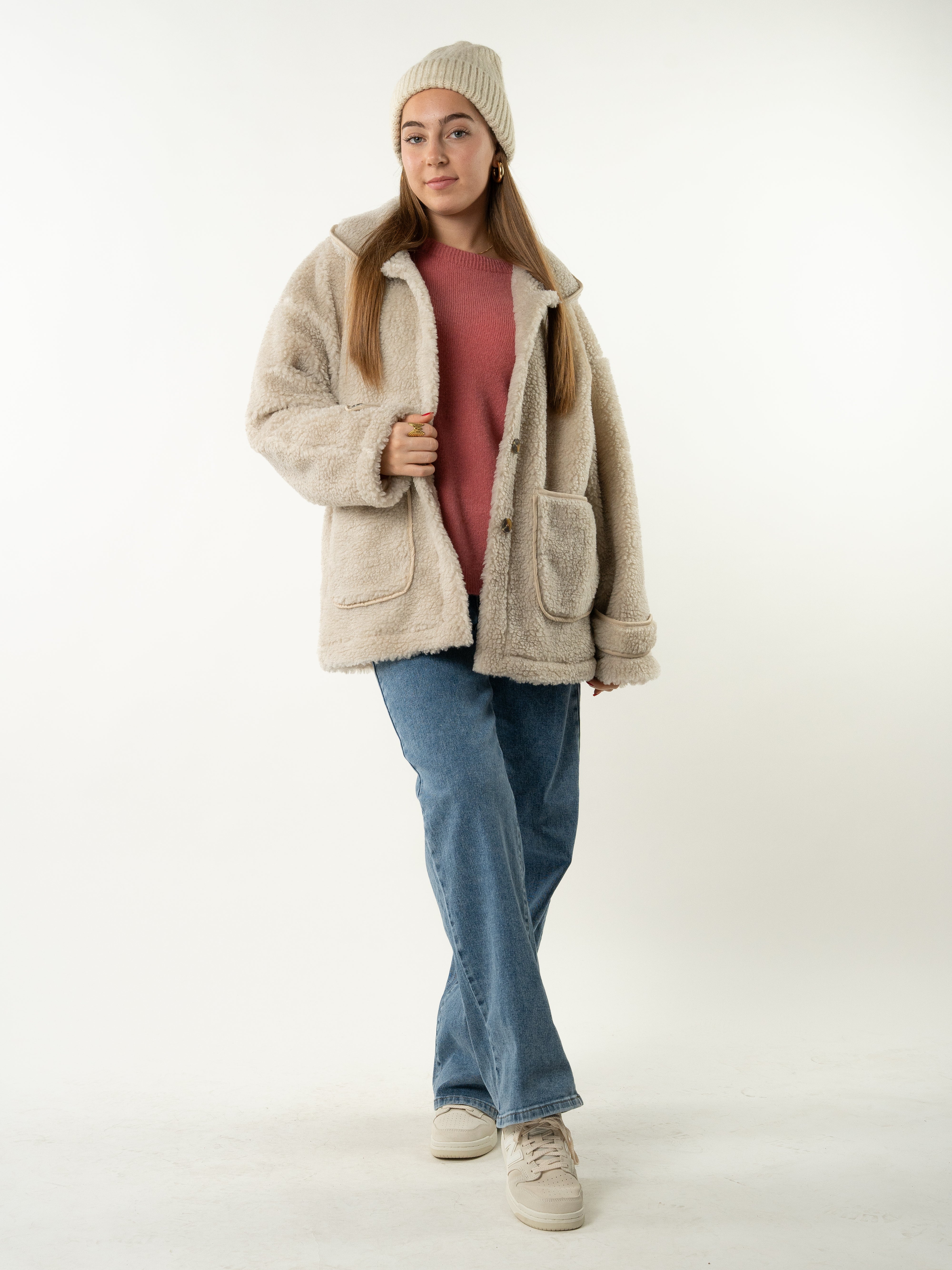 Teddyjacke Amber - Cremebeige