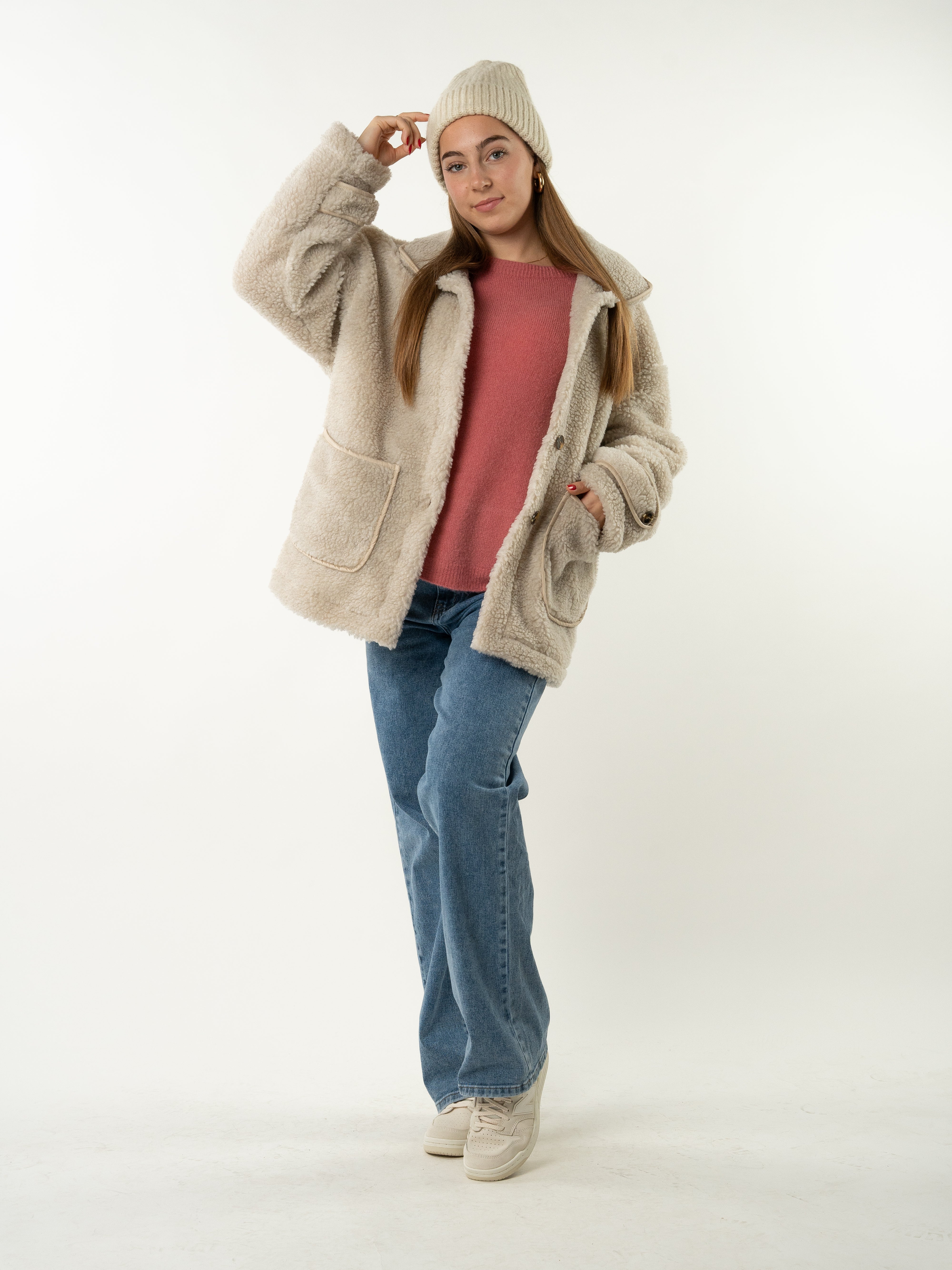 Teddyjacke Amber - Cremebeige