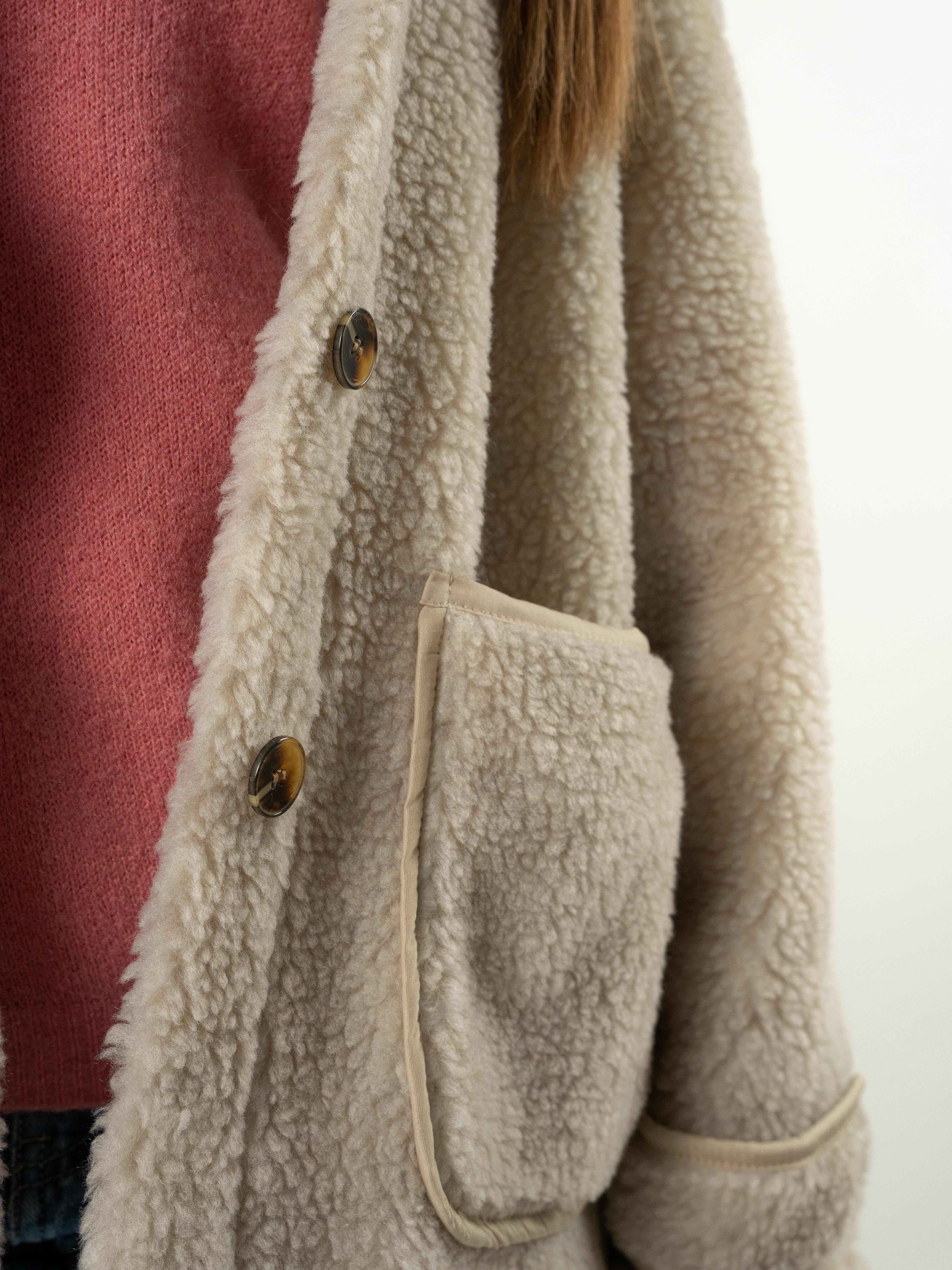 Teddyjacke Amber - Cremebeige