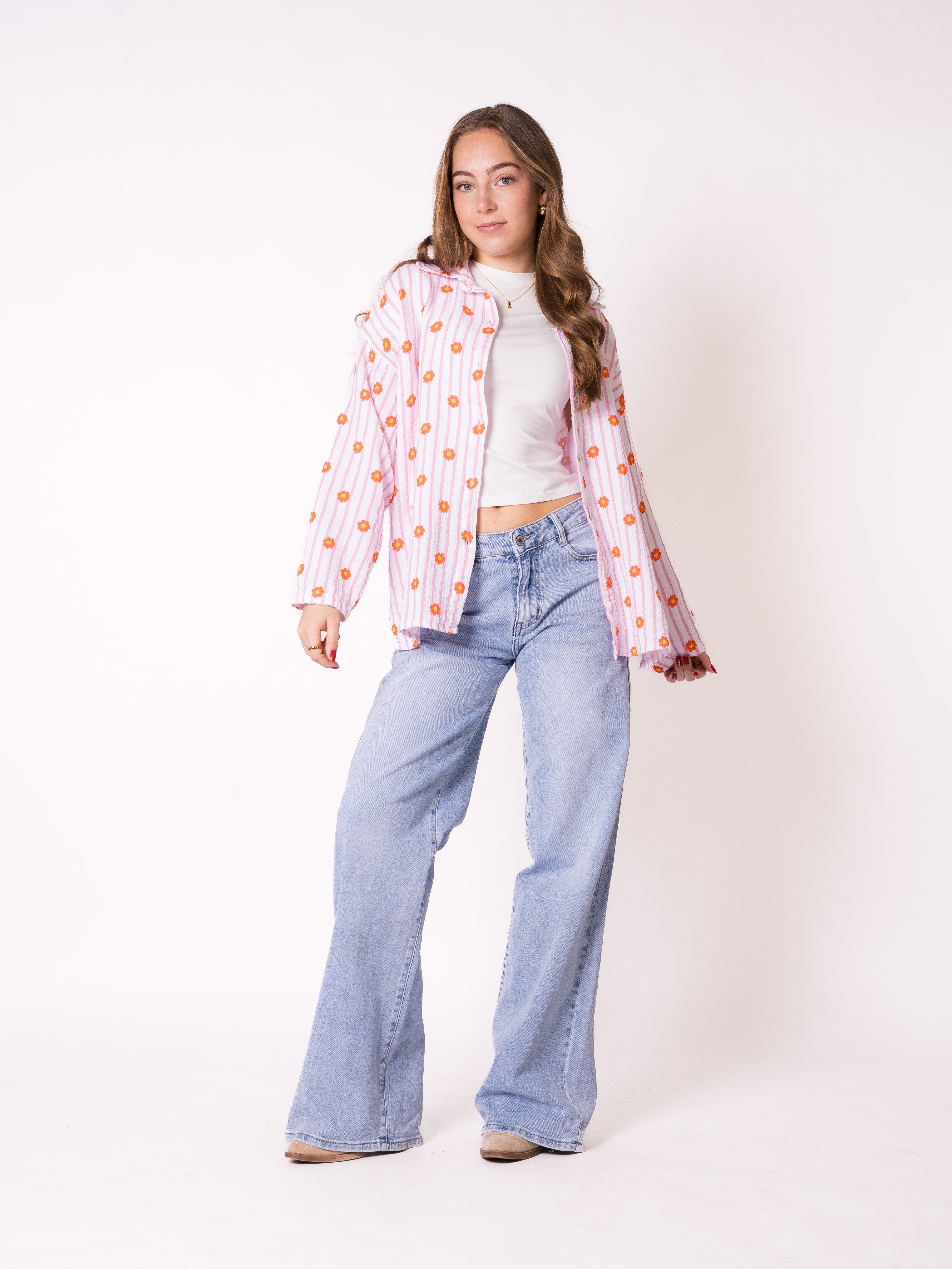 Musselinbluse Lulu Flower - Rosa