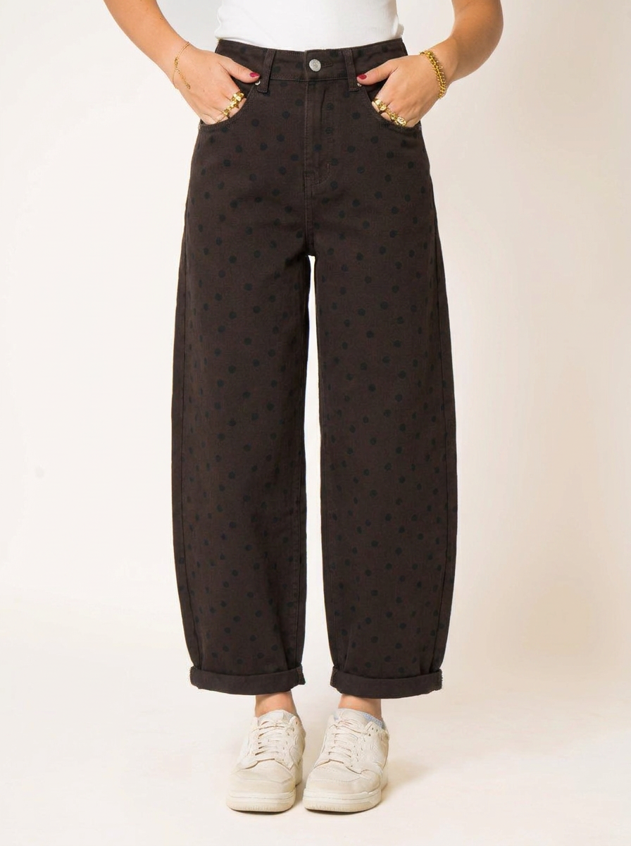 Chocolate Polka Dot Balloon Jeans