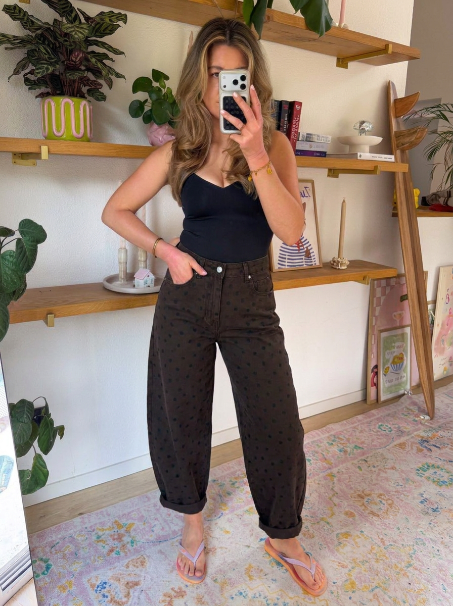 Chocolate Polka Dot Balloon Jeans