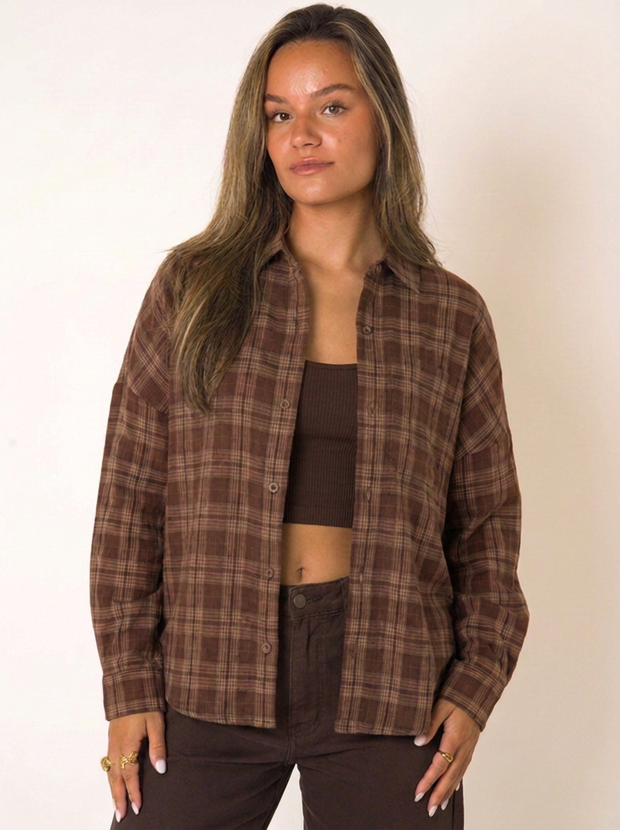 Choco Plaid Blouse