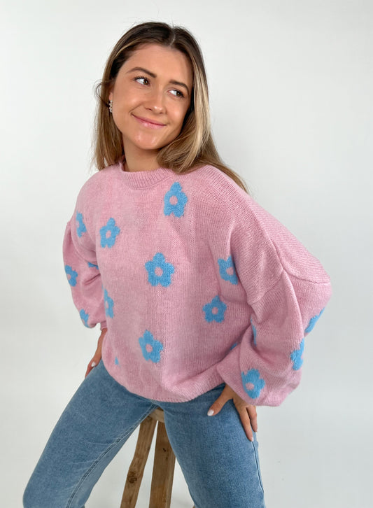 ZWEITELIEBE 23  Strick Sweater Daisy rosa blau   - vom Umtausch ausgeschlossen -