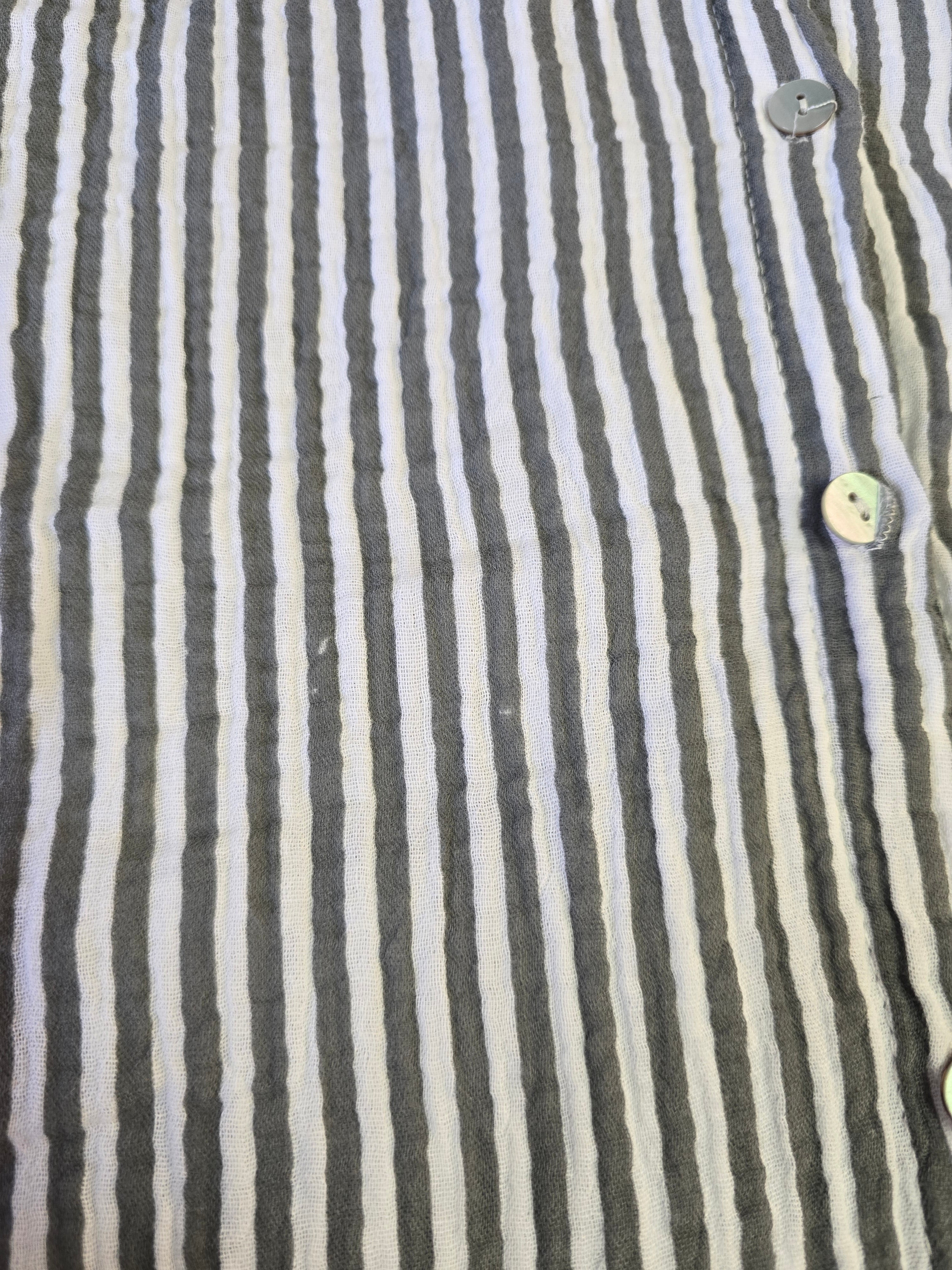 LUCKY DEAL 2078 Musselinbluse Stripes - Grau Weiß - vom Umtausch ausgeschlossen -
