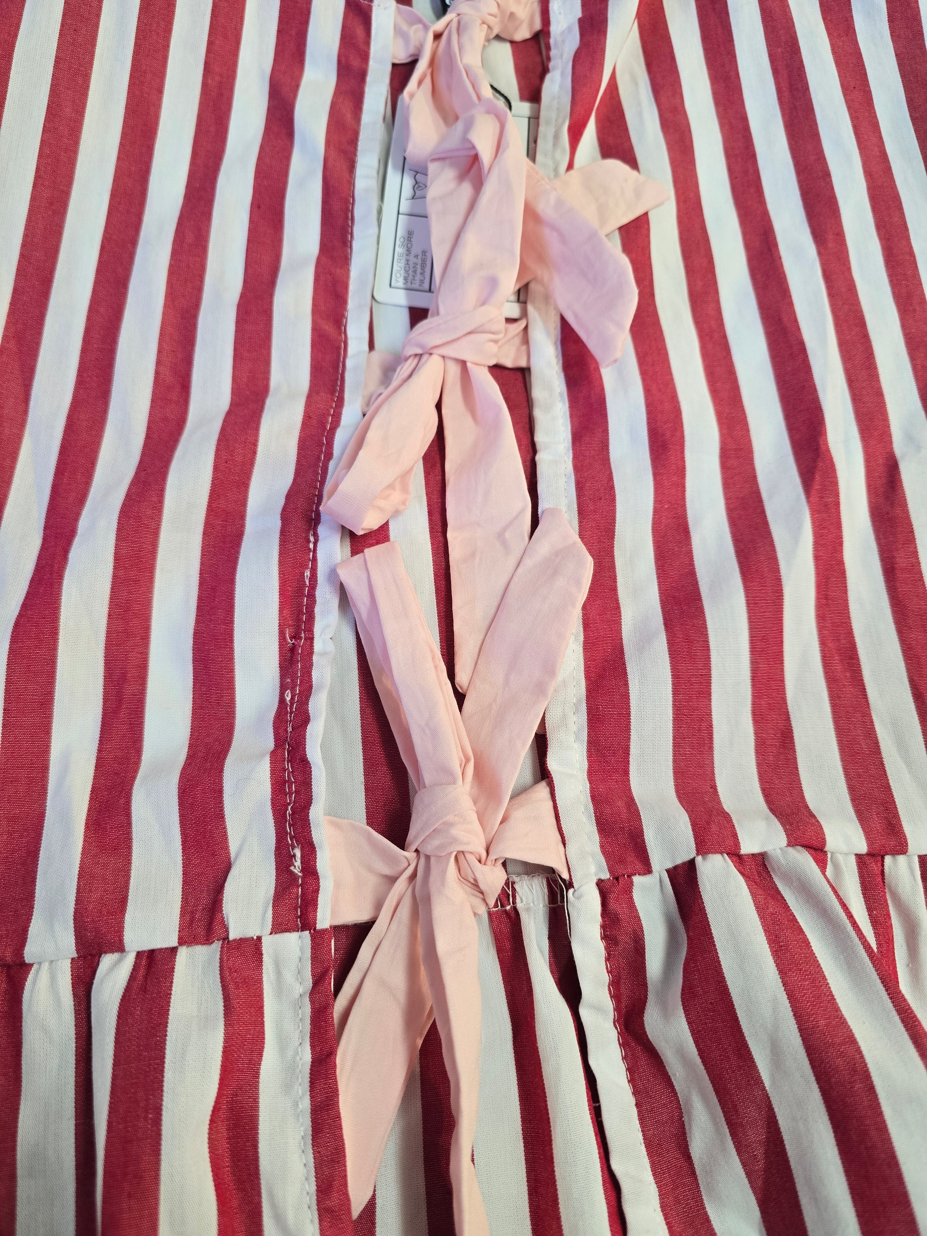 LUCKY DEAL 1882 Stripe Vibe Balloon Shirt - Weiß mit Rot - vom Umtausch ausgeschlossen -