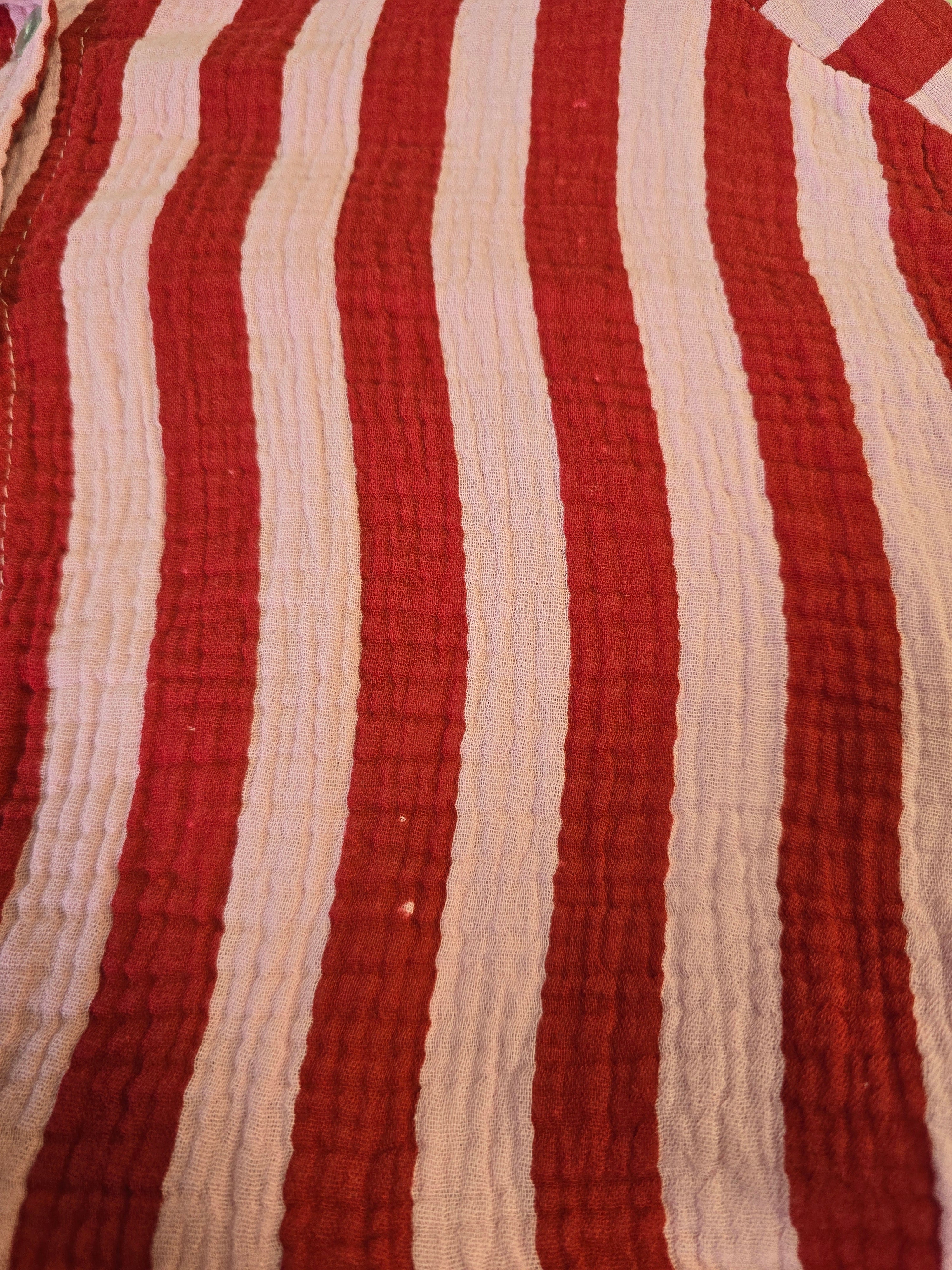 LUCKY DEAL 2144 Musselinbluse Bold Stripes - Rosa mit Rot - vom Umtausch ausgeschlossen -