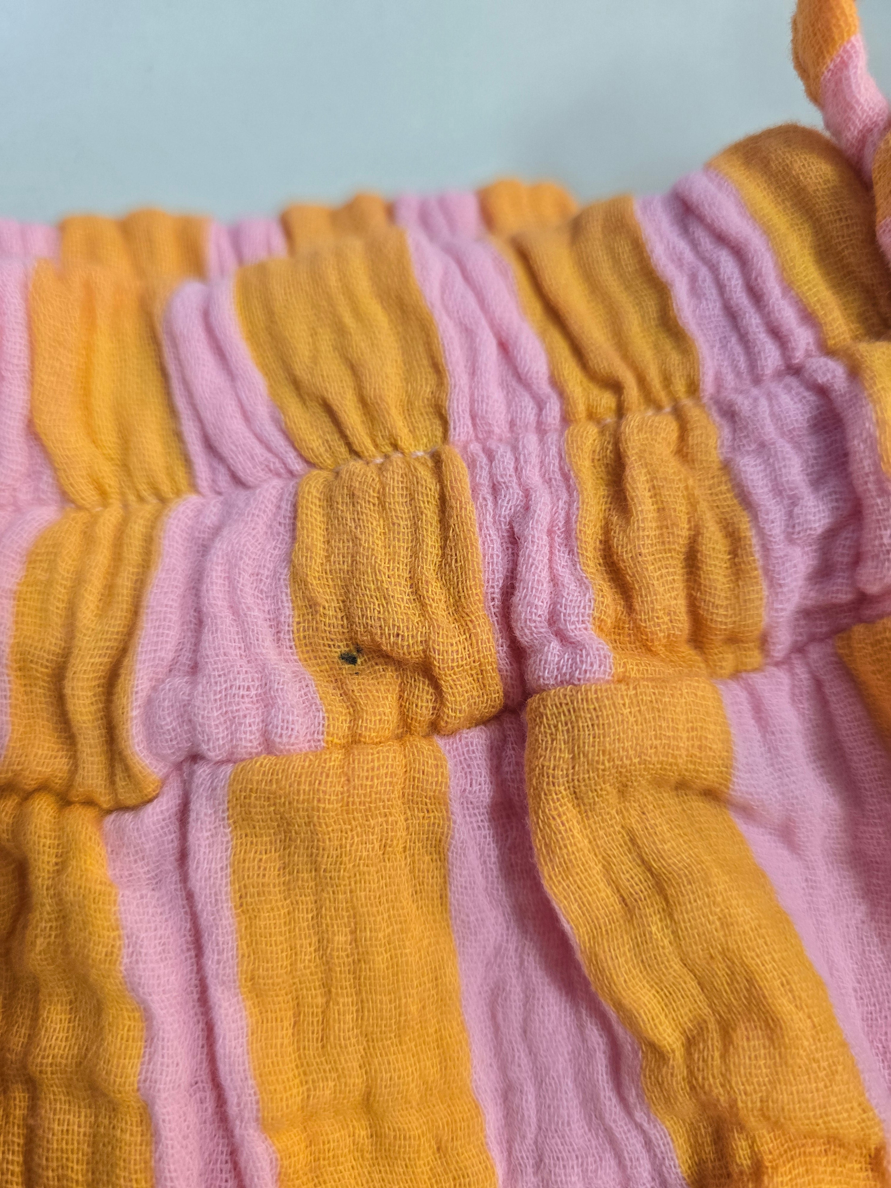 LUCKY DEAL 2096 Musselin Shorts Bold Stripes - Rosa mit Orange - vom Umtausch ausgeschlossen -