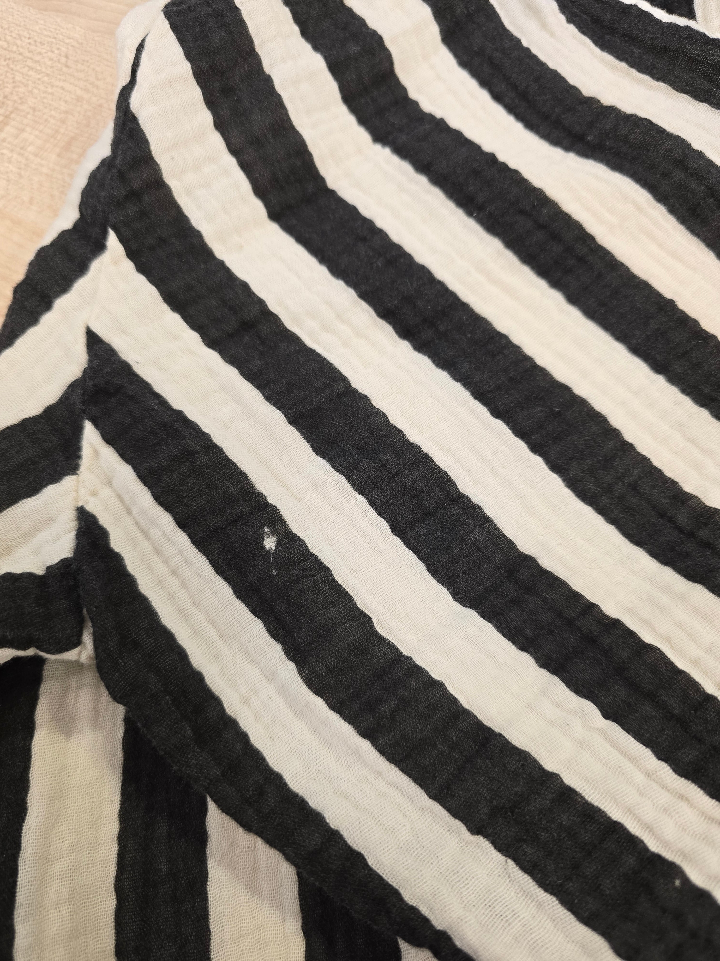LUCKY DEAL 1919 Musselinbluse Bold Stripes - Schwarz mit Creme - vom Umtausch ausgeschlossen -