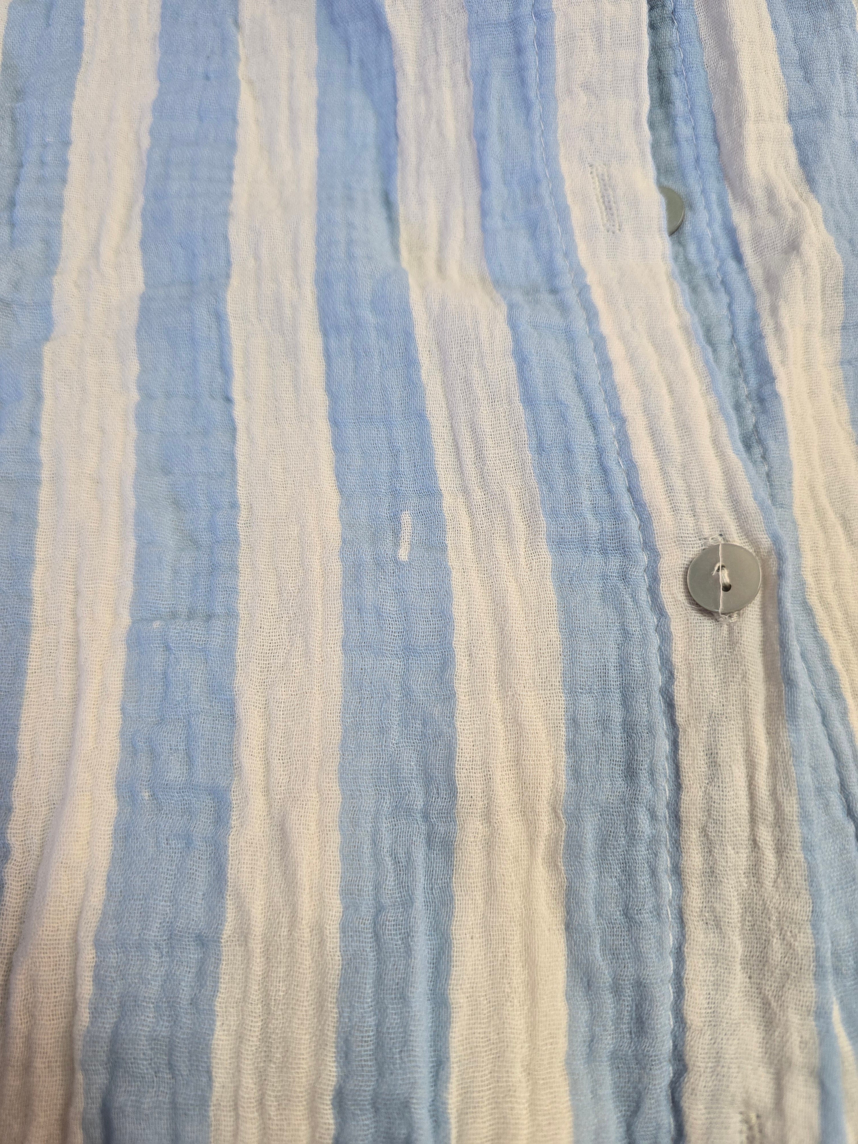 LUCKY DEAL 2114 Musselinbluse Bold Stripes - Blau mit Weiß - vom Umtausch ausgeschlossen -