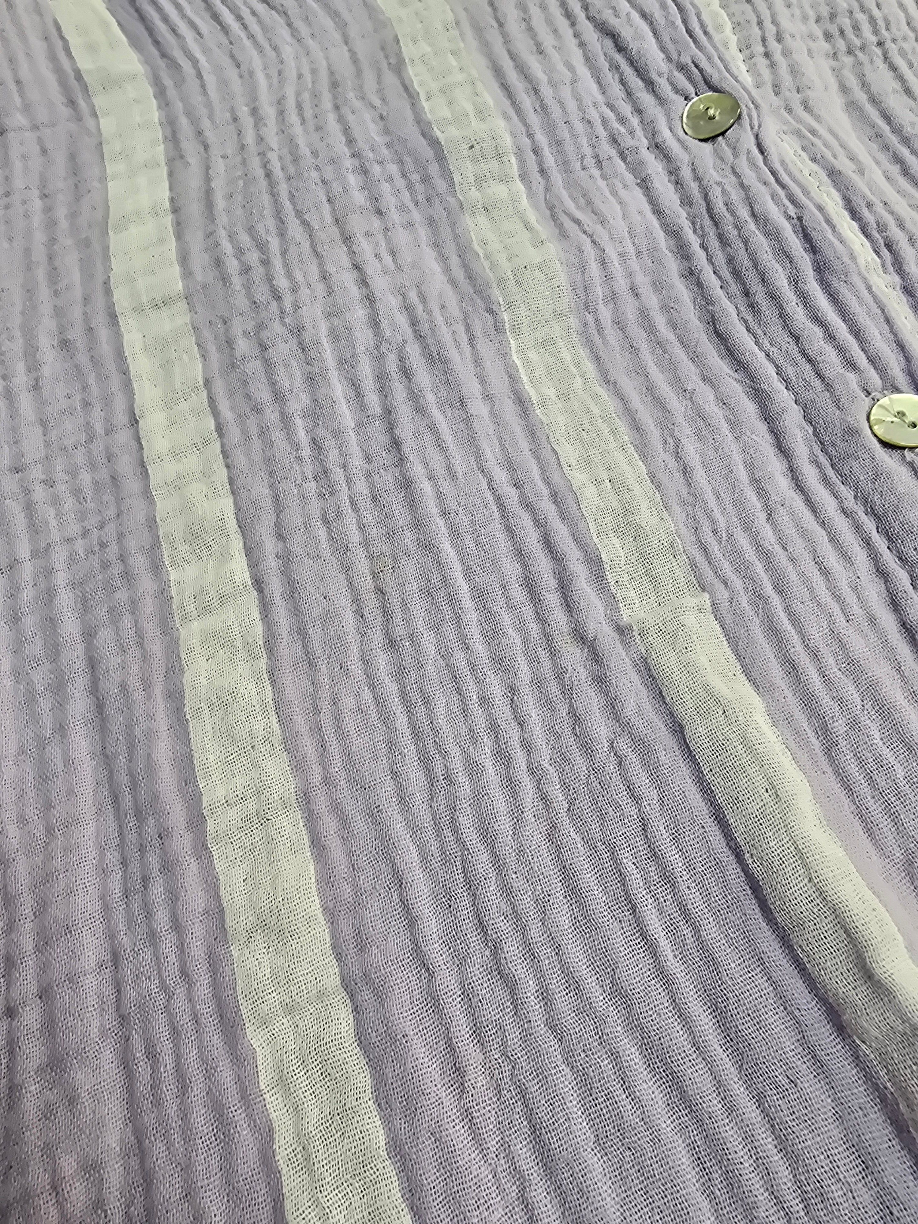 LUCKY DEAL 556 Musselinbluse Wide Stripes kurz - Flieder/Weiß - vom Umtausch ausgeschlossen -