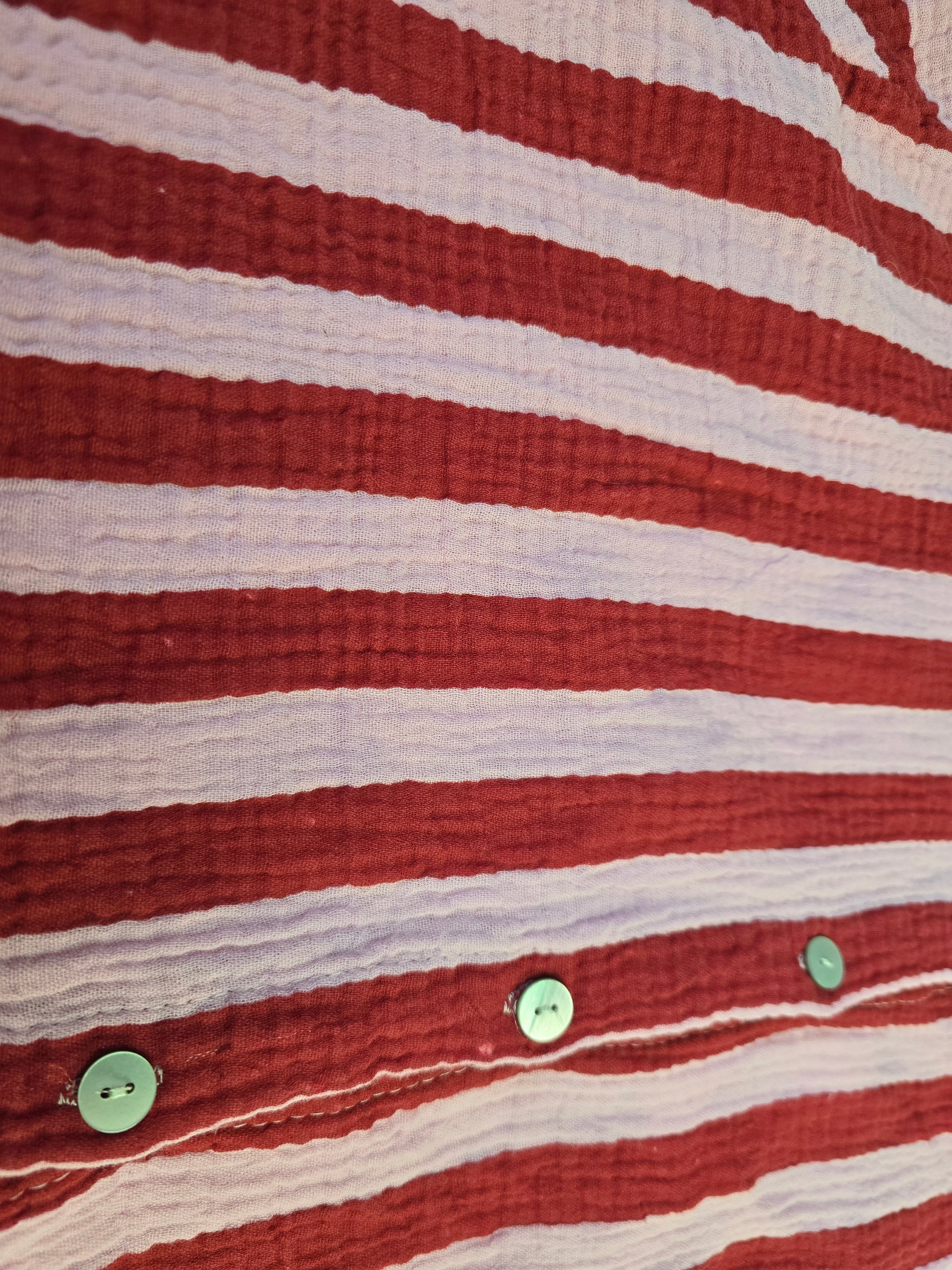 LUCKY DEAL 2103 Musselinbluse Bold Stripes - Rosa mit Rot - vom Umtausch ausgeschlossen -