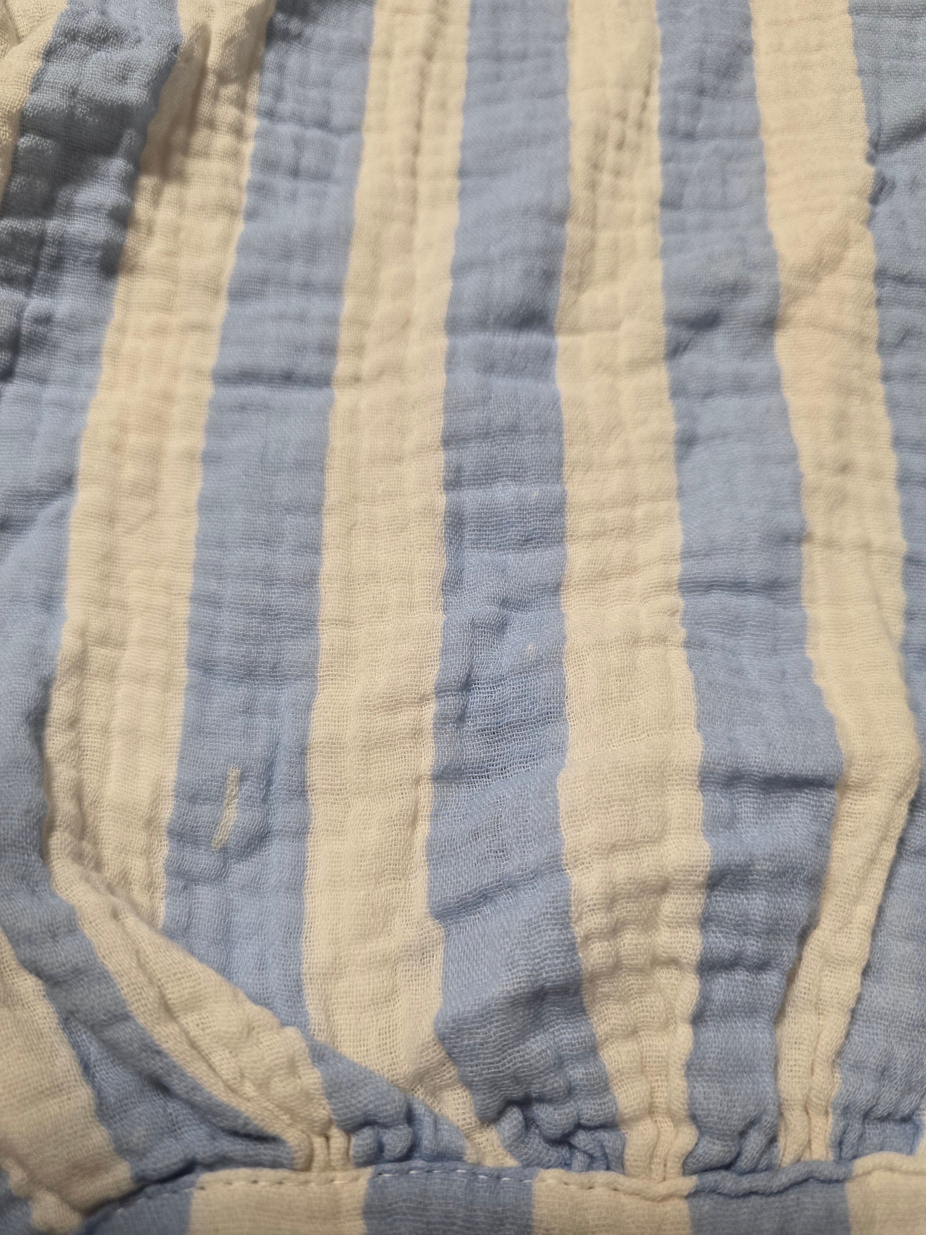 LUCKY DEAL 2131 Musselinbluse Bold Stripes - Blau mit Weiß - vom Umtausch ausgeschlossen -