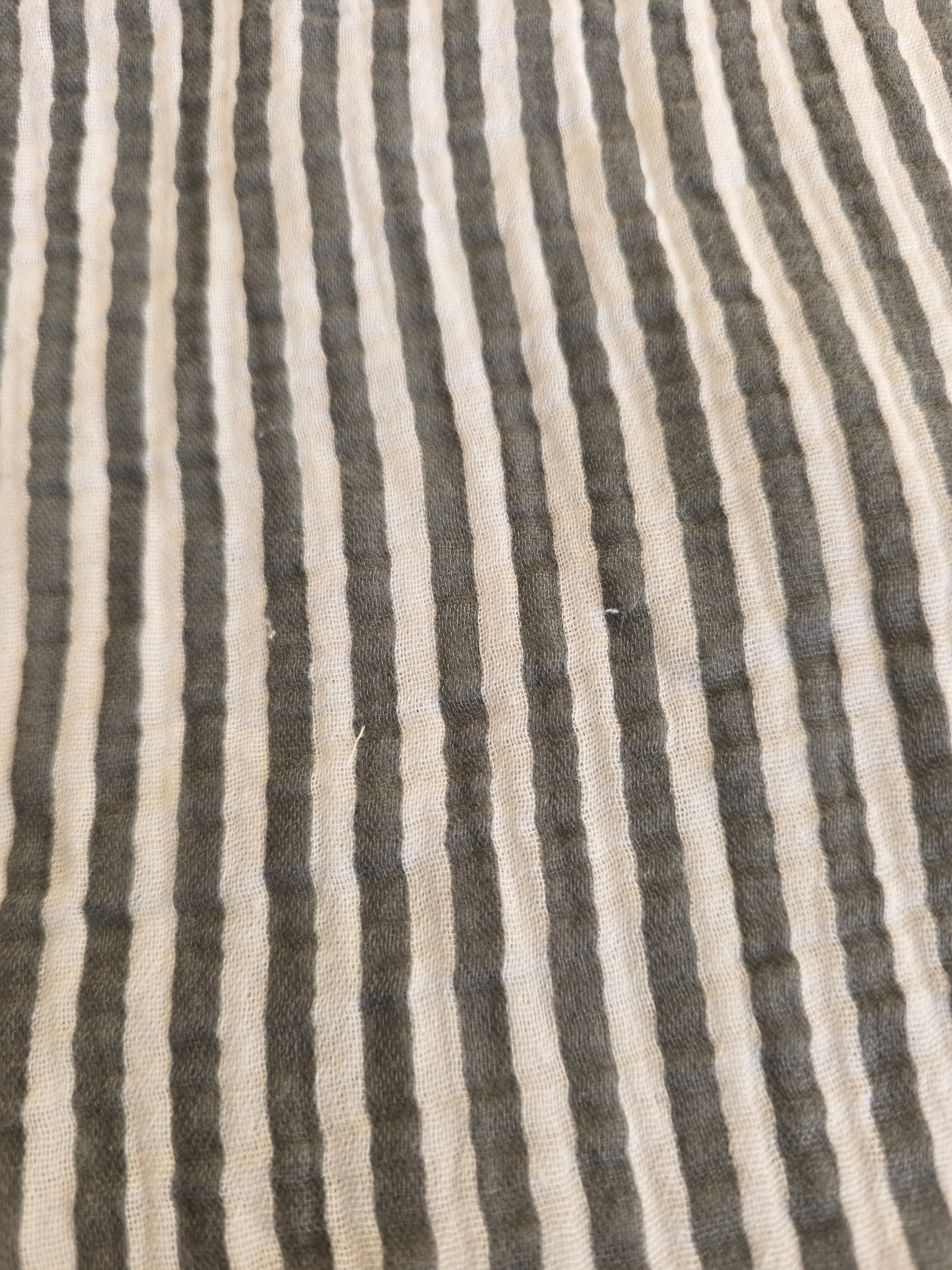 LUCKY DEAL 2081 Musselinbluse Stripes - Grau Weiß - vom Umtausch ausgeschlossen -