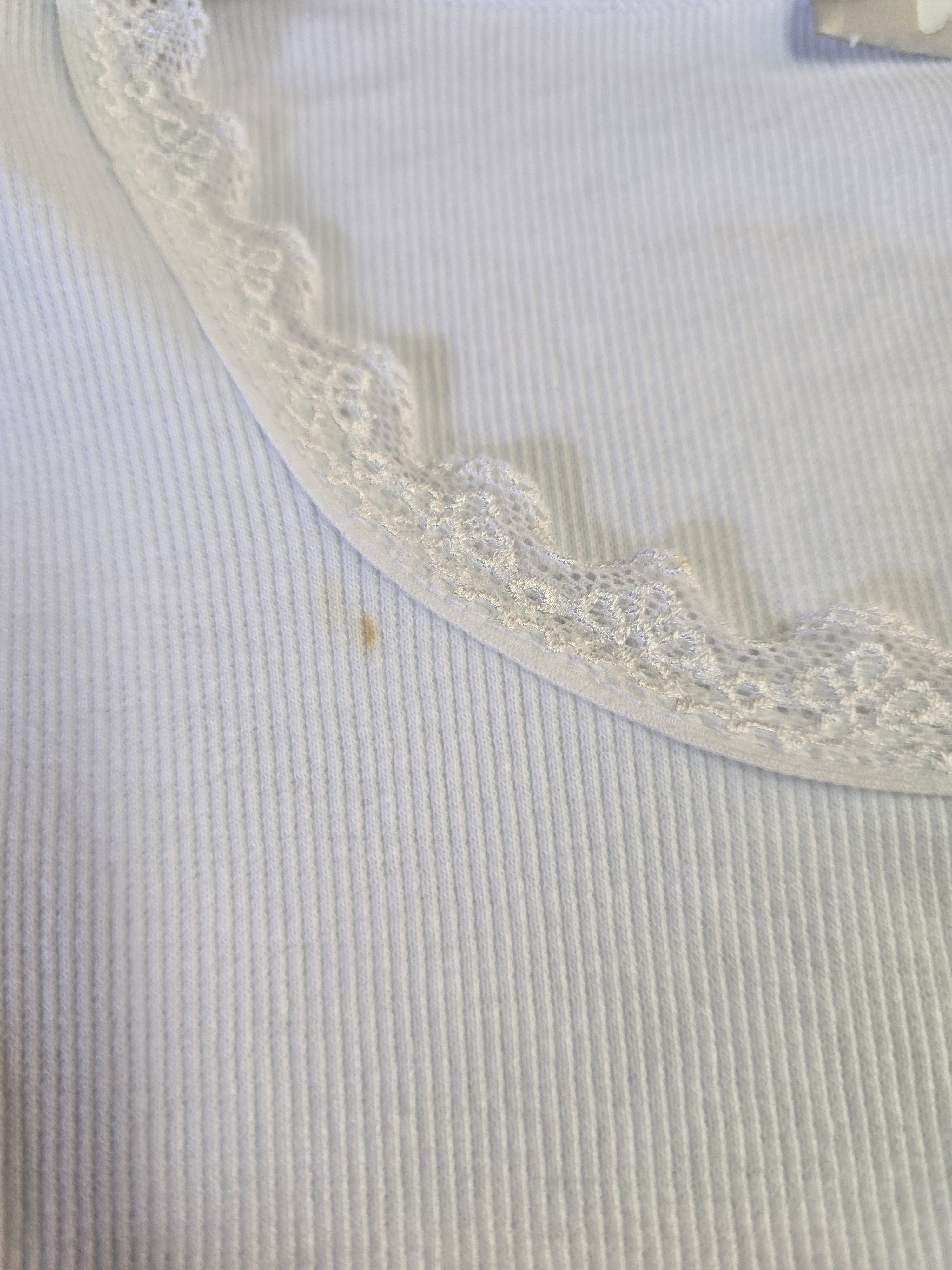 LUCKY DEAL 2188 Cotton Lace Ribbed Tee - Weiß - vom Umtausch ausgeschlossen -